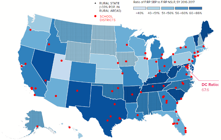 School Breakfast Participation Map, School Year 2016-2017